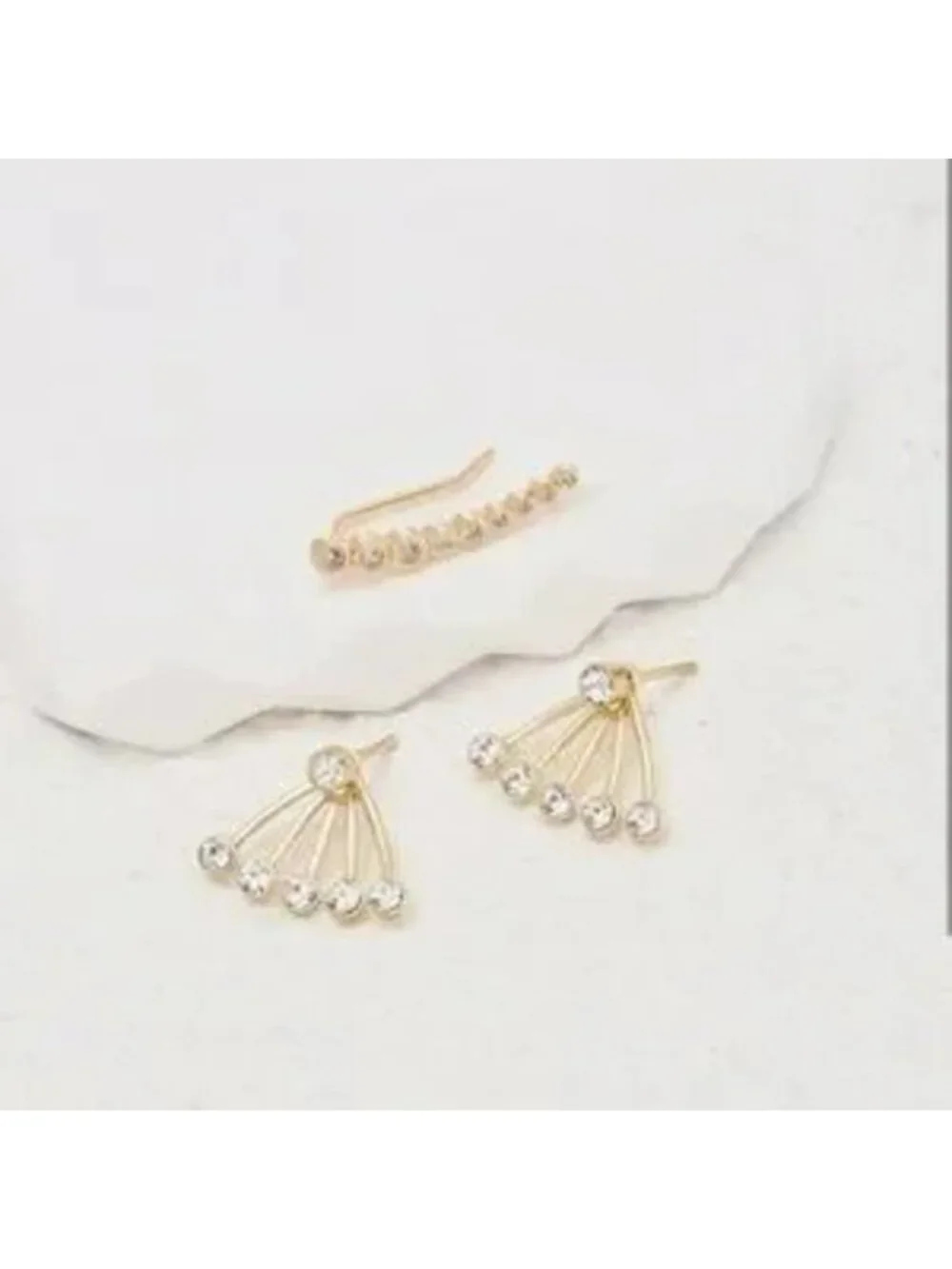 Gold Crystal 3pc Ear Cuff Earring